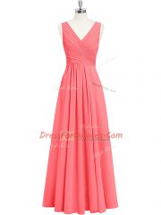 Best Sleeveless Ruching Zipper Prom Dresses