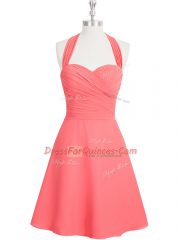 Custom Design Chiffon Sleeveless Mini Length Prom Party Dress and Ruching