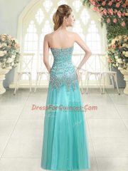 Sweetheart Sleeveless Tulle Prom Party Dress Beading Zipper