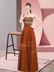 Sleeveless Zipper Floor Length Beading Dress for Prom