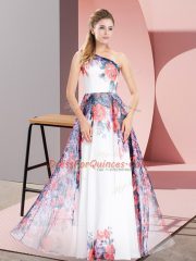 White Sleeveless Chiffon Zipper Prom Gown for Prom and Party