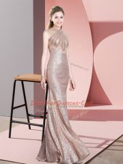 Traditional Baby Pink Evening Dress Ruching Sleeveless Floor Length