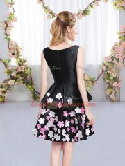 Mini Length Black Vestidos de Damas Scoop Sleeveless Zipper
