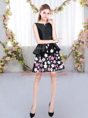 Mini Length Black Vestidos de Damas Scoop Sleeveless Zipper