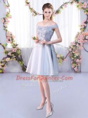 Knee Length A-line Sleeveless Silver Vestidos de Damas Lace Up