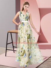 Smart Sleeveless Printed Floor Length Zipper in Multi-color with Pattern