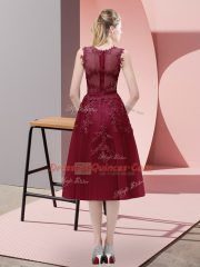 Romantic Burgundy Homecoming Dress Prom and Party with Beading and Lace and Appliques V-neck Sleeveless Lace Up