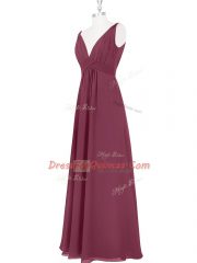 Enchanting Sleeveless Backless Floor Length Ruching and Pleated Prom Gown