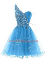Glamorous Tulle Sleeveless Mini Length Custom Made and Beading