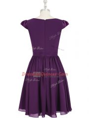 Chiffon Cap Sleeves Mini Length Homecoming Dress and Ruching