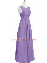 Clearance Floor Length Lavender Prom Party Dress Chiffon Sleeveless Ruching