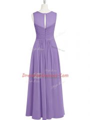 Clearance Floor Length Lavender Prom Party Dress Chiffon Sleeveless Ruching