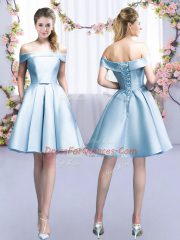 Off The Shoulder Sleeveless Satin Quinceanera Court Dresses Belt Lace Up
