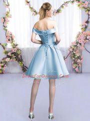 Off The Shoulder Sleeveless Satin Quinceanera Court Dresses Belt Lace Up