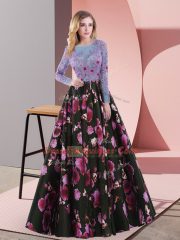 Floor Length A-line Long Sleeves Multi-color Prom Dresses Lace Up