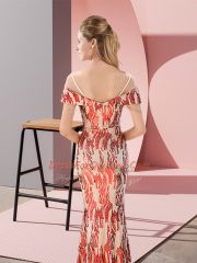 Multi-color Cap Sleeves Sequins Floor Length Evening Dress