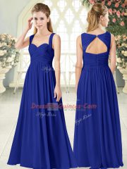 Empire Custom Made Royal Blue Straps Chiffon Sleeveless Floor Length Zipper