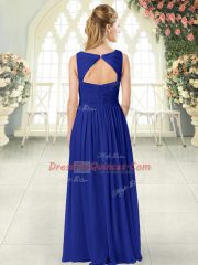 Empire Custom Made Royal Blue Straps Chiffon Sleeveless Floor Length Zipper