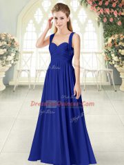 Empire Custom Made Royal Blue Straps Chiffon Sleeveless Floor Length Zipper