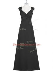 Black Zipper V-neck Sleeveless Floor Length Prom Party Dress Lace