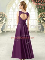Sleeveless Backless Floor Length Ruching Evening Dress