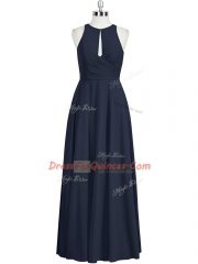 Floor Length Zipper Black for Prom and Party and Military Ball with Ruching