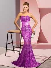Chic Sweetheart Sleeveless Sequined Party Dress Wholesale Beading Sweep Train Zipper
