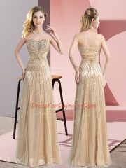 Column/Sheath Homecoming Dress Champagne Sweetheart Tulle Sleeveless Floor Length Zipper