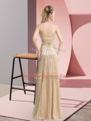 Column/Sheath Homecoming Dress Champagne Sweetheart Tulle Sleeveless Floor Length Zipper