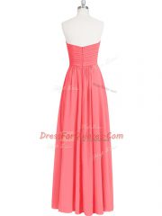 Customized Chiffon Sleeveless Floor Length Prom Dresses and Ruching