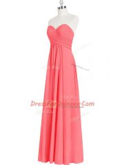 Customized Chiffon Sleeveless Floor Length Prom Dresses and Ruching