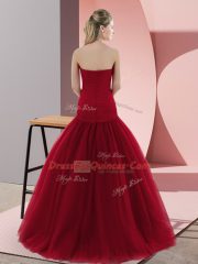 Floor Length Red Prom Gown Sweetheart Sleeveless Zipper