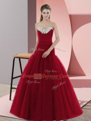 Floor Length Red Prom Gown Sweetheart Sleeveless Zipper
