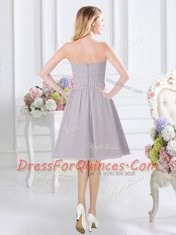 Elegant A-line Damas Dress Grey Sweetheart Chiffon Sleeveless Knee Length Zipper
