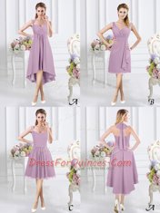 Halter Top High Low A-line Sleeveless Lavender Quinceanera Court of Honor Dress Zipper