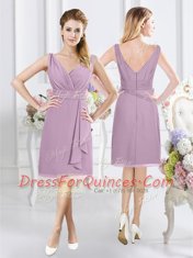 Halter Top High Low A-line Sleeveless Lavender Quinceanera Court of Honor Dress Zipper