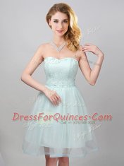 Great Apple Green Sweetheart Neckline Lace and Appliques Quinceanera Dama Dress Sleeveless Lace Up