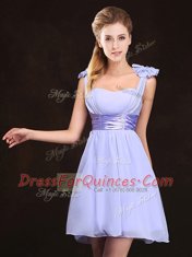 Straps Sleeveless Zipper Quinceanera Dama Dress Lavender Chiffon