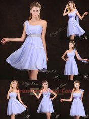 Straps Sleeveless Zipper Quinceanera Dama Dress Lavender Chiffon