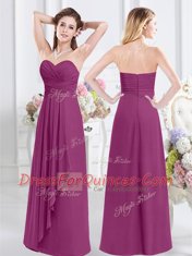 Elegant Empire Court Dresses for Sweet 16 Fuchsia Sweetheart Chiffon Sleeveless Floor Length Zipper