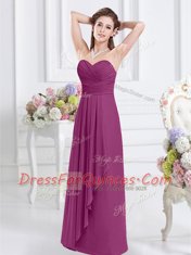 Elegant Empire Court Dresses for Sweet 16 Fuchsia Sweetheart Chiffon Sleeveless Floor Length Zipper