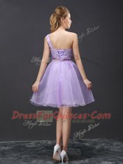 Admirable One Shoulder Sleeveless Lace Up Mini Length Lace Court Dresses for Sweet 16
