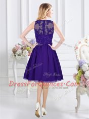 Scoop Knee Length Empire Sleeveless Purple Quinceanera Court Dresses Zipper