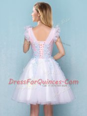 Classical Sleeveless Appliques Lace Up Damas Dress