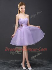 Sexy Sweetheart Sleeveless Lace Up Quinceanera Court of Honor Dress Lavender Organza