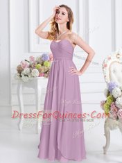 Chiffon Sweetheart Sleeveless Zipper Ruching Vestidos de Damas in Lavender