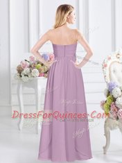 Chiffon Sweetheart Sleeveless Zipper Ruching Vestidos de Damas in Lavender