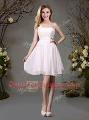 Red and Champagne One Shoulder Zipper Beading and Ruching Quinceanera Court of Honor Dress Sleeveless
