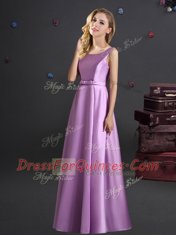 Square Lilac Zipper Quinceanera Court Dresses Bowknot Sleeveless Floor Length