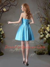 Sophisticated Appliques and Bowknot Court Dresses for Sweet 16 Baby Blue Lace Up Sleeveless Mini Length